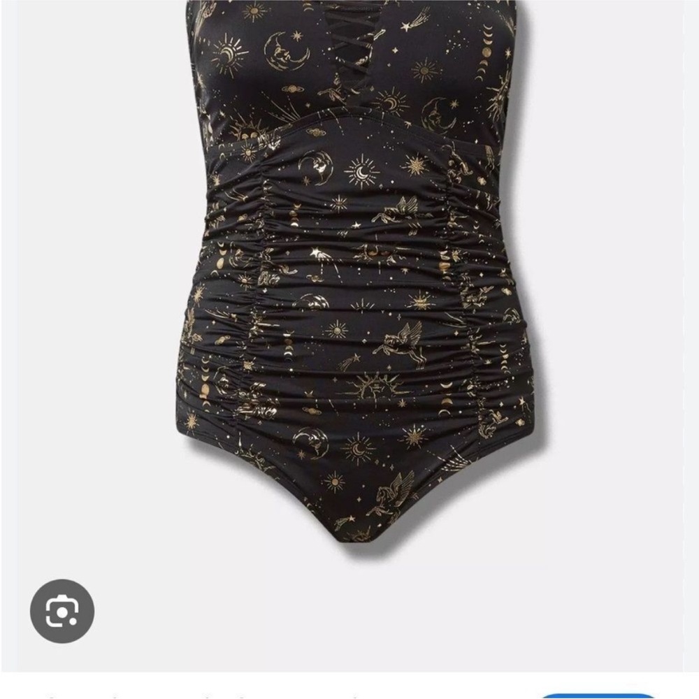 Torrid Slim Fix Wireless Lattice Front One Piece Swimsuit